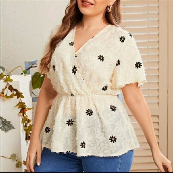 Kara and Kate Tops - V-neck Plus sz 16 18 20 baby doll Lace blouse